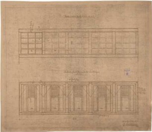 Bestelmeyer, German; Bonn (Nordrhein-Westfalen), Mühlheimerplatz; Verwaltungsgebäude - Mappe 3: Gallerie (Deckenabwicklung; Wandabwicklung)