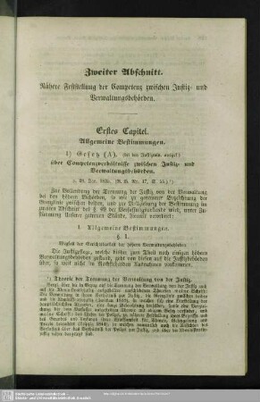 Zweiter Abschnitt. Nähere Feststellung der Competenz zwischen Justiz- und Verwaltungsbehörden
