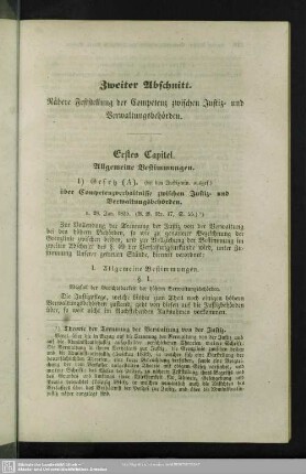 Zweiter Abschnitt. Nähere Feststellung der Competenz zwischen Justiz- und Verwaltungsbehörden