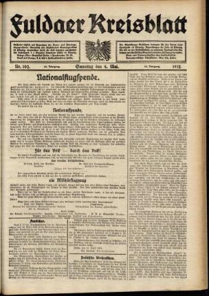 Zweite Ausgabe vom Samstag, den 04. Mai 1912.