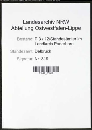 Heiratsregister Standesamt Delbrück