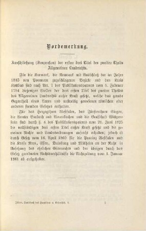 Handbuch des Preußischen Familien- und Erbrechts, 1. Das preußische Eherecht und das Recht der Eltern und Kinder im Gebiete des Allgemeinen Landrechts mit Einschluß des lübischen Rechts und der pommerschen Bauernordnung