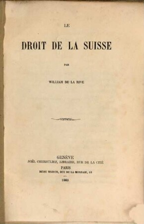 Le droit de la Suisse