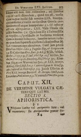 Caput XII. De Versione Vulgata Caeterisque Latinis