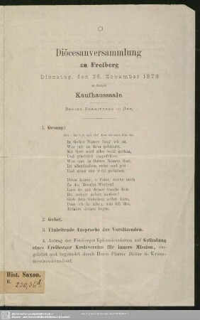 1878: Dienstag, den 26. November 1878 im dasigen Kaufhaussaale