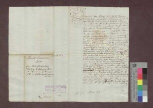 Gant-Attestat für 1/2 Jauchert Acker zu Lörrach, welches Abraham Blum um 9 Pfund erworben hat.