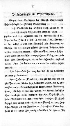 Veränderungen im Lehrerpersonal