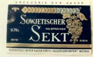 Etikett für eine Flasche "Sowjetischer Sekt"