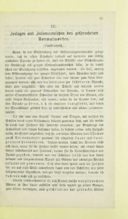 III. Zerlegen und Zusammensetzen des gesprochenen Normalwortes