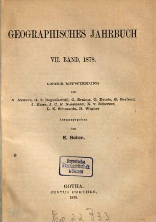 Geographisches Jahrbuch, 7. 1878