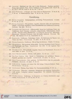 Einrichtung (Nr. 257-278a)