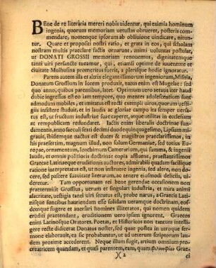 Auspiciis Dei immortalis atque auctoritate magnifici et amplissimi senatus interioris et ecclesiastici inclutae ac liberae reipublicae Mulhusinae gymnasii natalem ... significat M. Beniamin. Gotlibius Gerlacus : [praefatus de vita Donati Grossii]