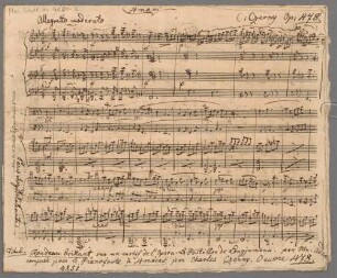 Rondeau brillant sur un motif de l'opéra le Postillon de Lonjumeau de Adolphe Adam, pf 4hands, op. 478, B-Dur - BSB Mus.Schott.Ha 4651-2 : [title on foot of f.1 recto:] Titel: Rondeau brillant sur un motif de l'Opéra: Le Postillon de Longjumeau. par Mr: Adam // composè pour le Pianoforte à 4 mains par Charles Czerny. Oeuvre 478.