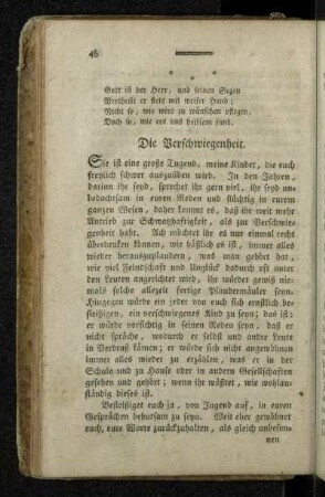 Die Verschwiegenheit.