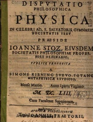Dispvtatio Philosophica Physica