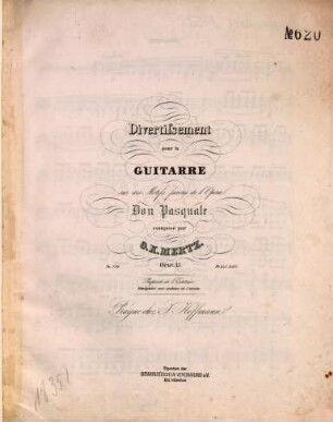 Divertissement pour la guitarre : sur des motifs favoris de l'opéra Don Pasquale ; oeuv. 15