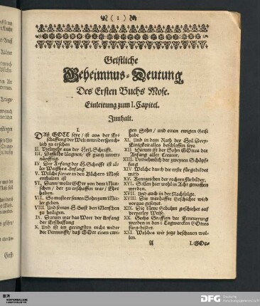 Geistliche Geheimnus-Deutung Des Ersten Buchs Mose.