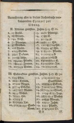 Ausrechnung aller in diesem Rechenbuche vorkommenden Exempel zur Uibung