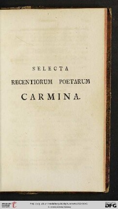 Selecta Recentiorum Poetarum Carmina