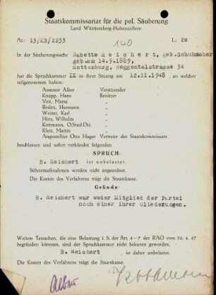 Reichert, Babette, geb. Schuhmacher