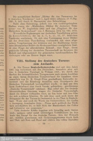 VIII. Stellung des deutschen Turnens zum Auslande