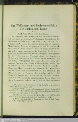 Zur Waldenser- und Beginengeschichte der Sächsischen Lande