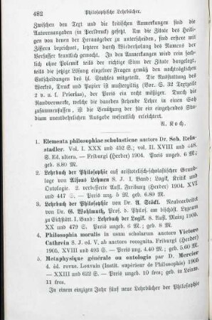 482-486 [Rezension] Reinstadler, Sebastian, Elementa philosophiae scholasticae