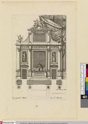 Recueil de plusieurs portes des Principaux Hostels et Maisons de la Ville de Paris Ensemble le Retable des plus considerables Autels des Eglises, Le Grand Autel de St Nicolas