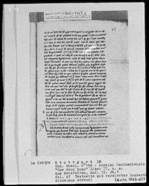 Anselmus Cantuariensis - Cur Deus homo — Initiale A (nselmus servus), Folio 67 recto
