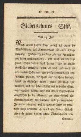 Siebenzehntes Stük. Am 23 Jul.