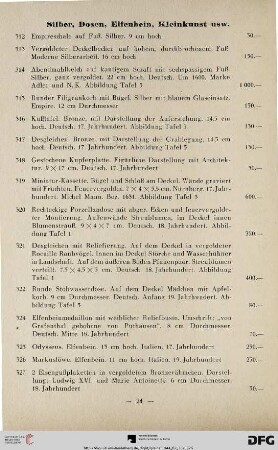 Silber, Dosen, Elfenbein, Kleinkunst usw. (Nr. 312-341)