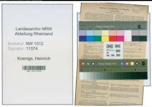 Entnazifizierung Heinrich Koenigs , geb. 13.03.1906 (Monteur)