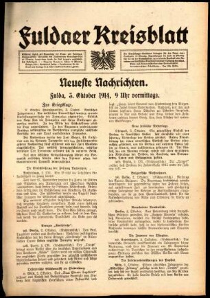 Ausgabe vom Samstag, den 03. Oktober 1914.