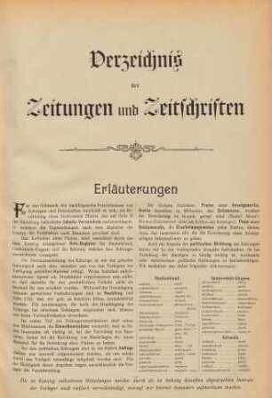 Verzeichnis der Zeitungen und Zeitschriften