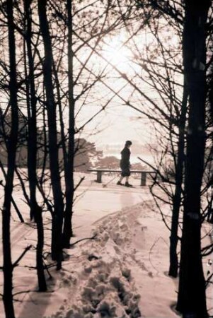 Lindwerder: Durchblick auf Lindwerder, Vordergrund Ski-Girl