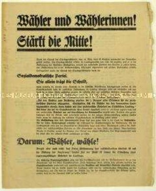 Aufruf der Deutschen Demokratischen Partei zur sächsischen Landtagswahl 1929