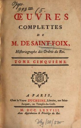 Oeuvres Complettes De M. De Saint-Foix, 5