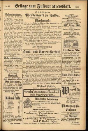 Zweite Ausgabe vom Samstag, den 28. Juli 1894.