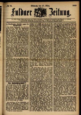 Ausgabe vom Mittwoch, den 27. März 1889.