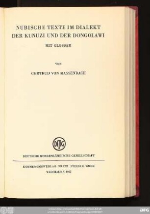 Nubische Texte im Dialekt der Kunuzi und der Dongolawi : mit Glossar