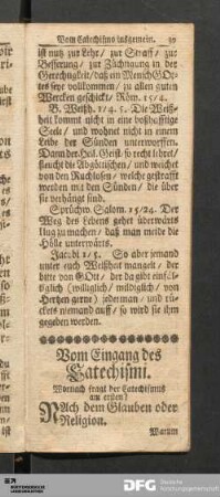 Vom Eingang des Catechismi.
