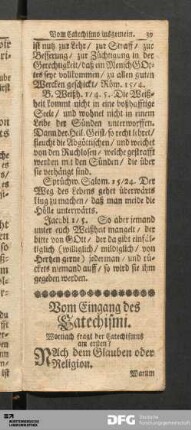 Vom Eingang des Catechismi.