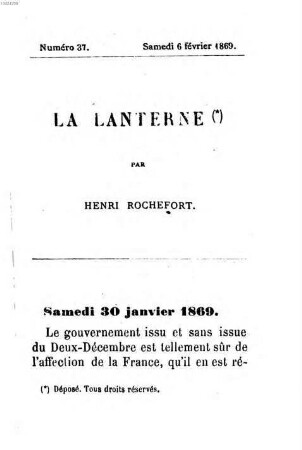 La lanterne. 37. 1869, 6. Februar