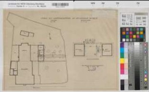 Soest, Amtsgericht, Umbau des Gartenschuppens, Lageplan, Grundriss Kellergeschoss