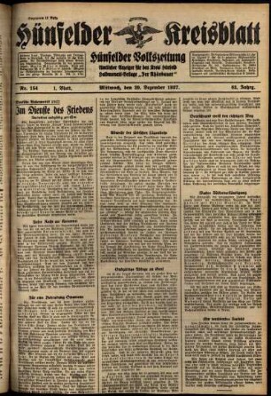 Erste Ausgabe vom Mittwoch, den 29. Dezember 1937.