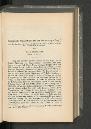Biologische Gesichtspunkte für die Samenprüfung.