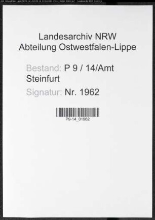 Sterberegister Standesamt Amt Steinfurt