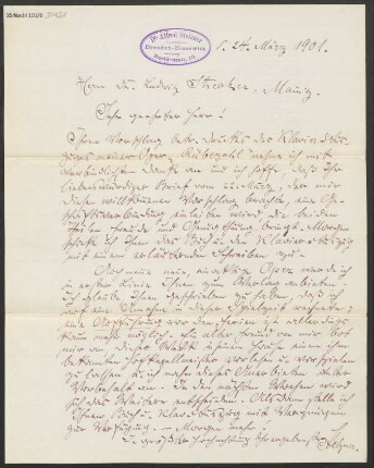 Brief an Ludwig Strecker <senior> und B. Schott's Söhne : 24.03.1901