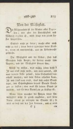 Von der Mäßigkeit