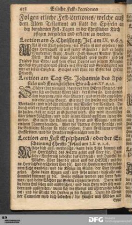 Etliche Fest-Lectiones auß dem Alten Testament.